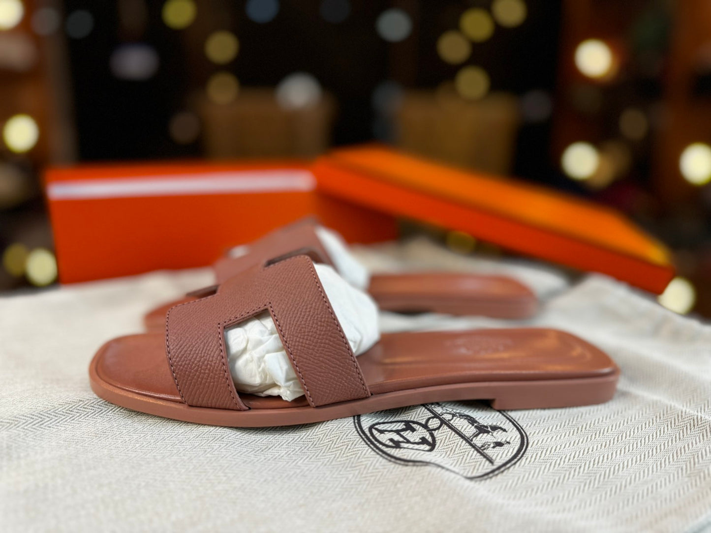 Hermes Oran Leather Mules