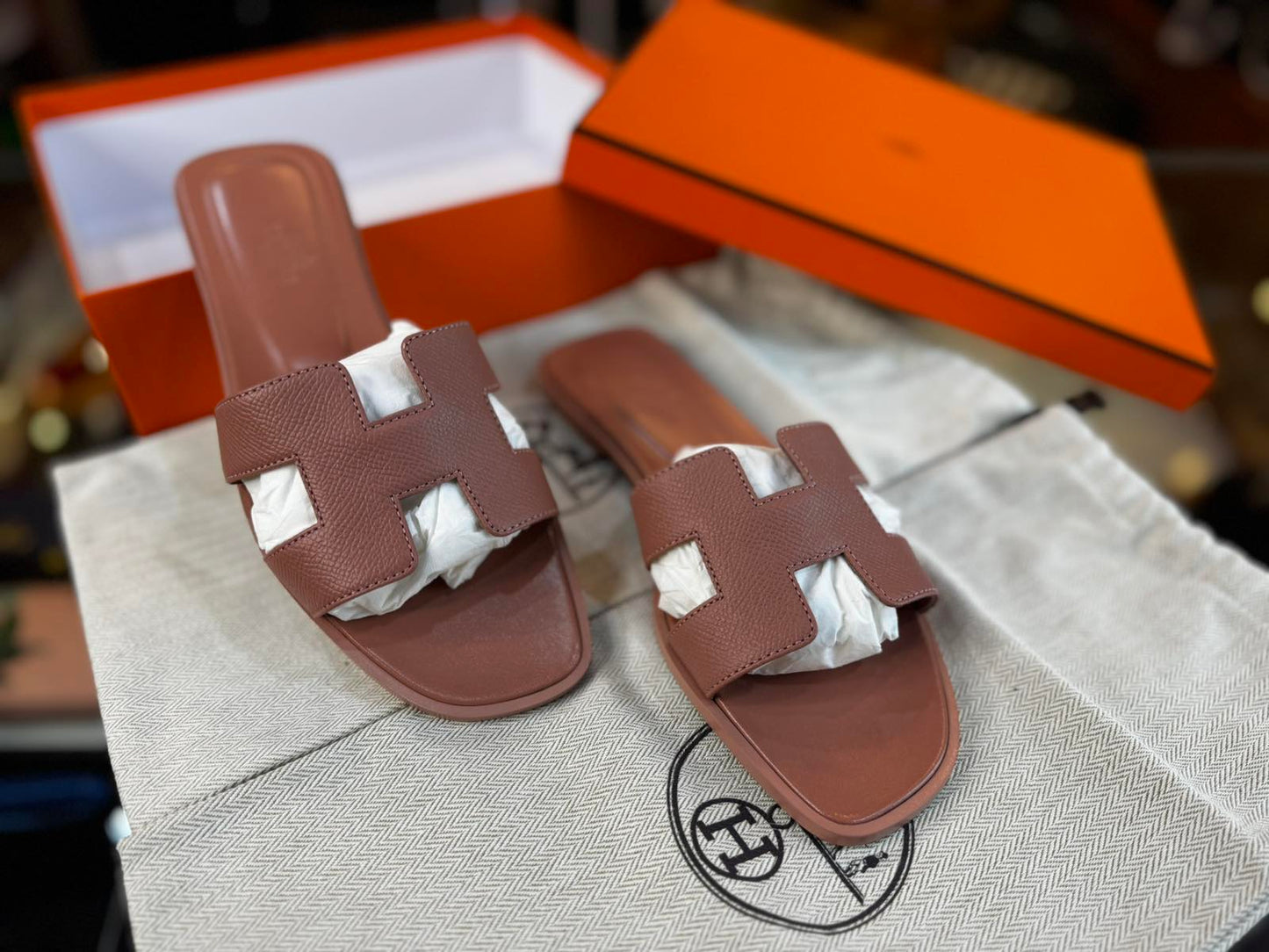 Hermes Oran Leather Mules