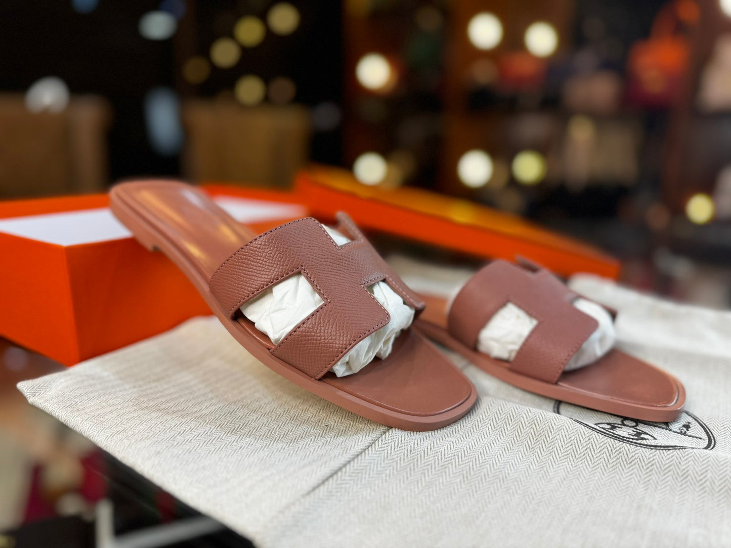 Hermes Oran Leather Mules