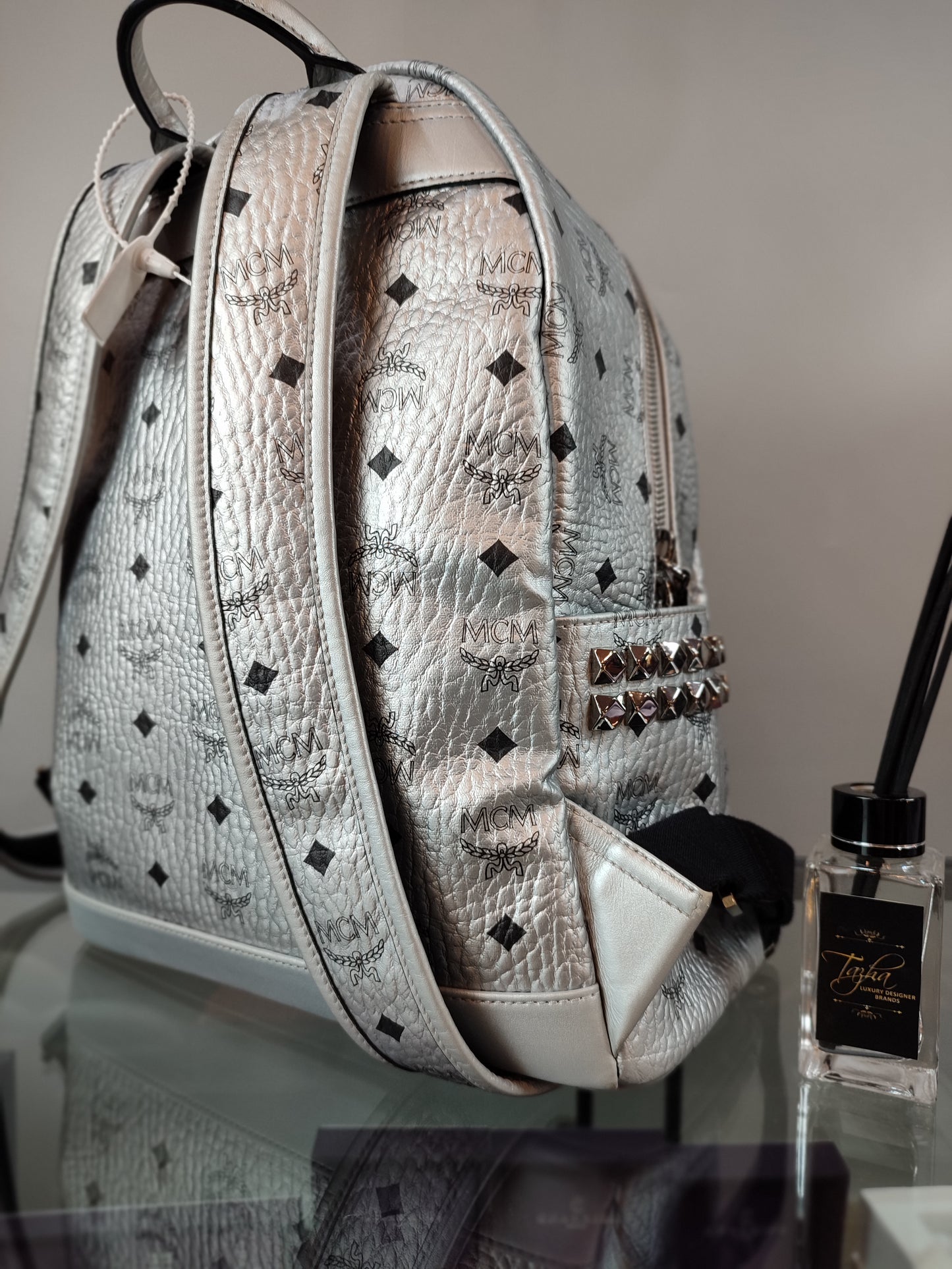 MCM Backpack Berlin Silver