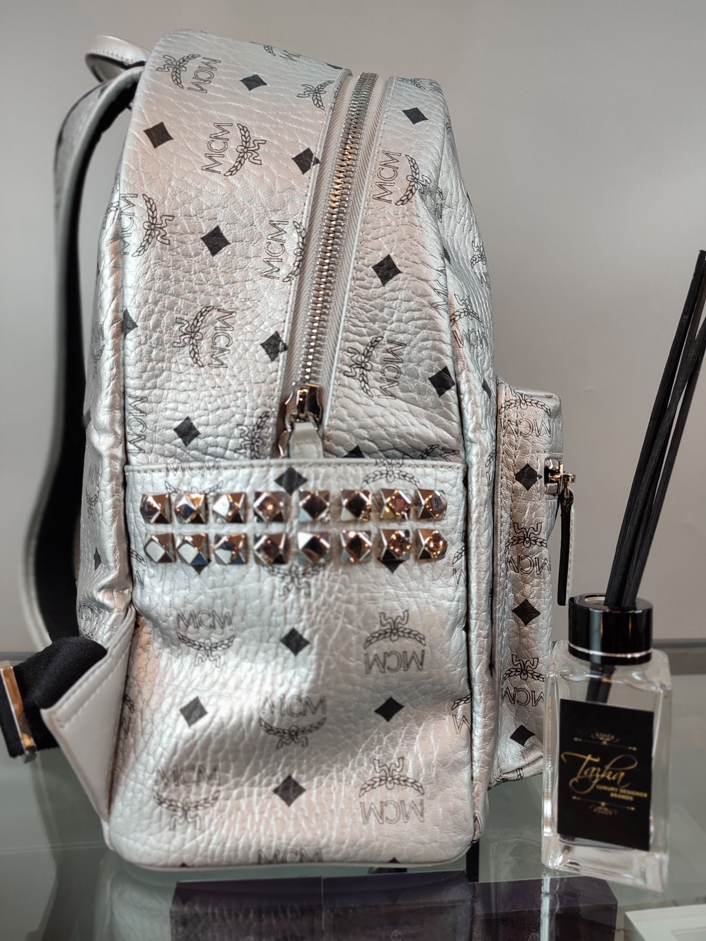 MCM Backpack Berlin Silver