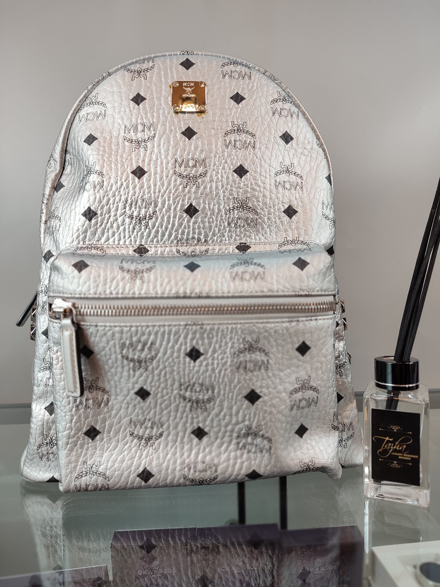 MCM Backpack Berlin Silver