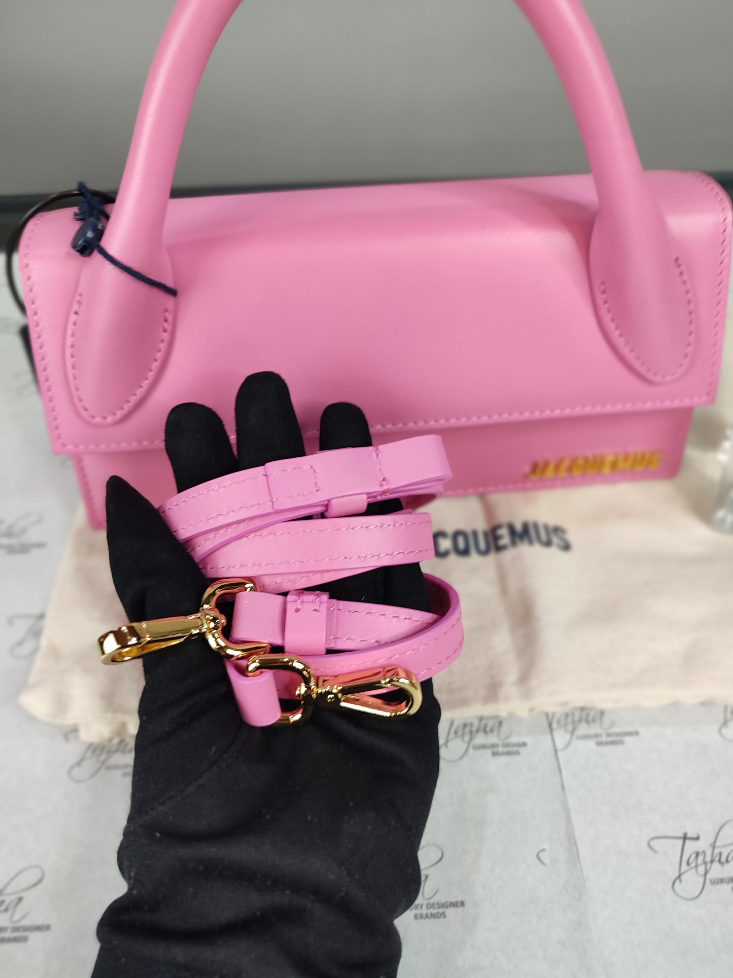 Jacquemus Le Chiquito Long Leather Bag in Pink