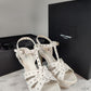 Saint Laurent Paris White Perforated Leather Tribute Platform Ankle Strap