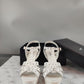 Saint Laurent Paris White Perforated Leather Tribute Platform Ankle Strap