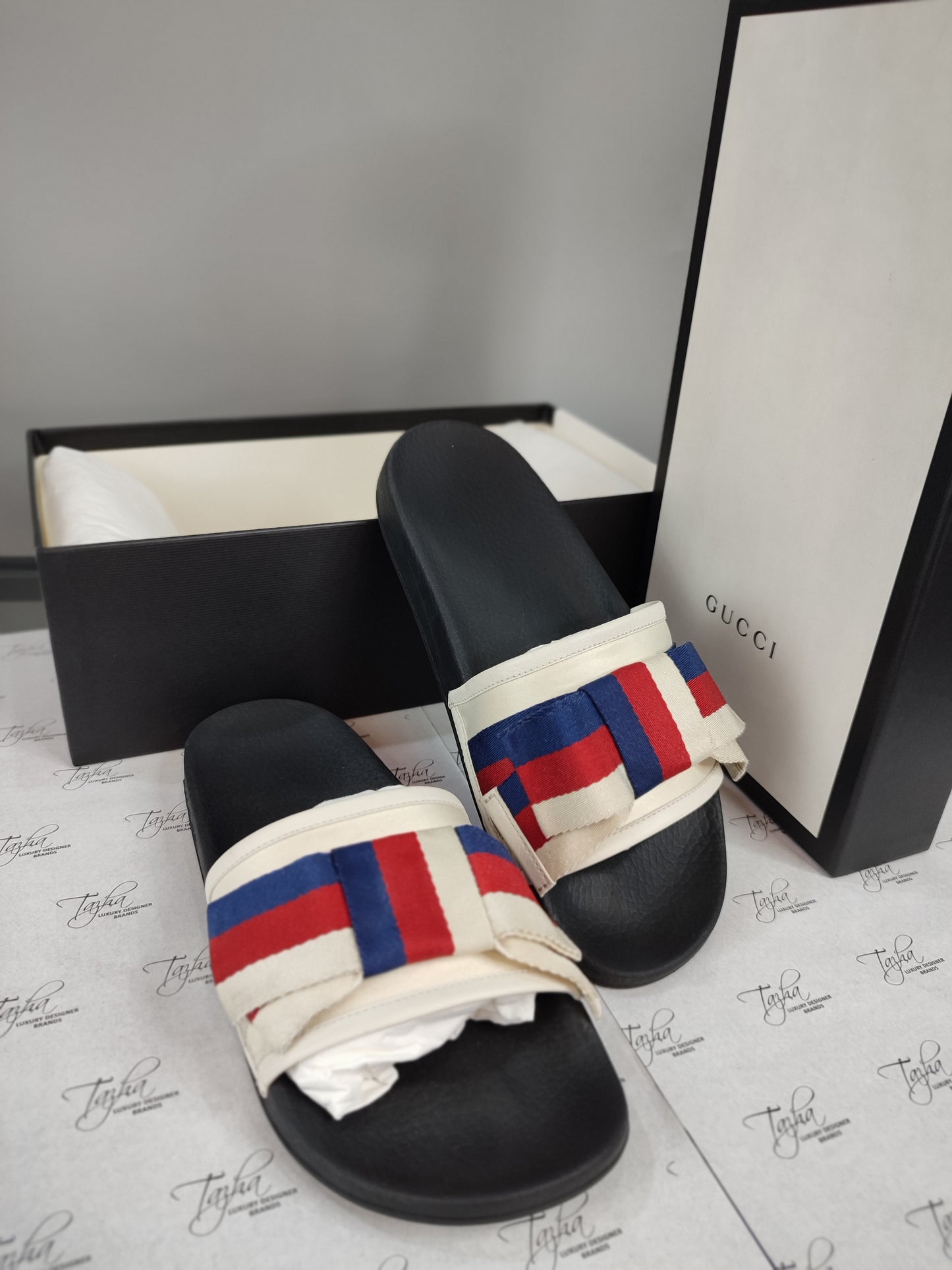 Gucci Satin Slide Web Bow