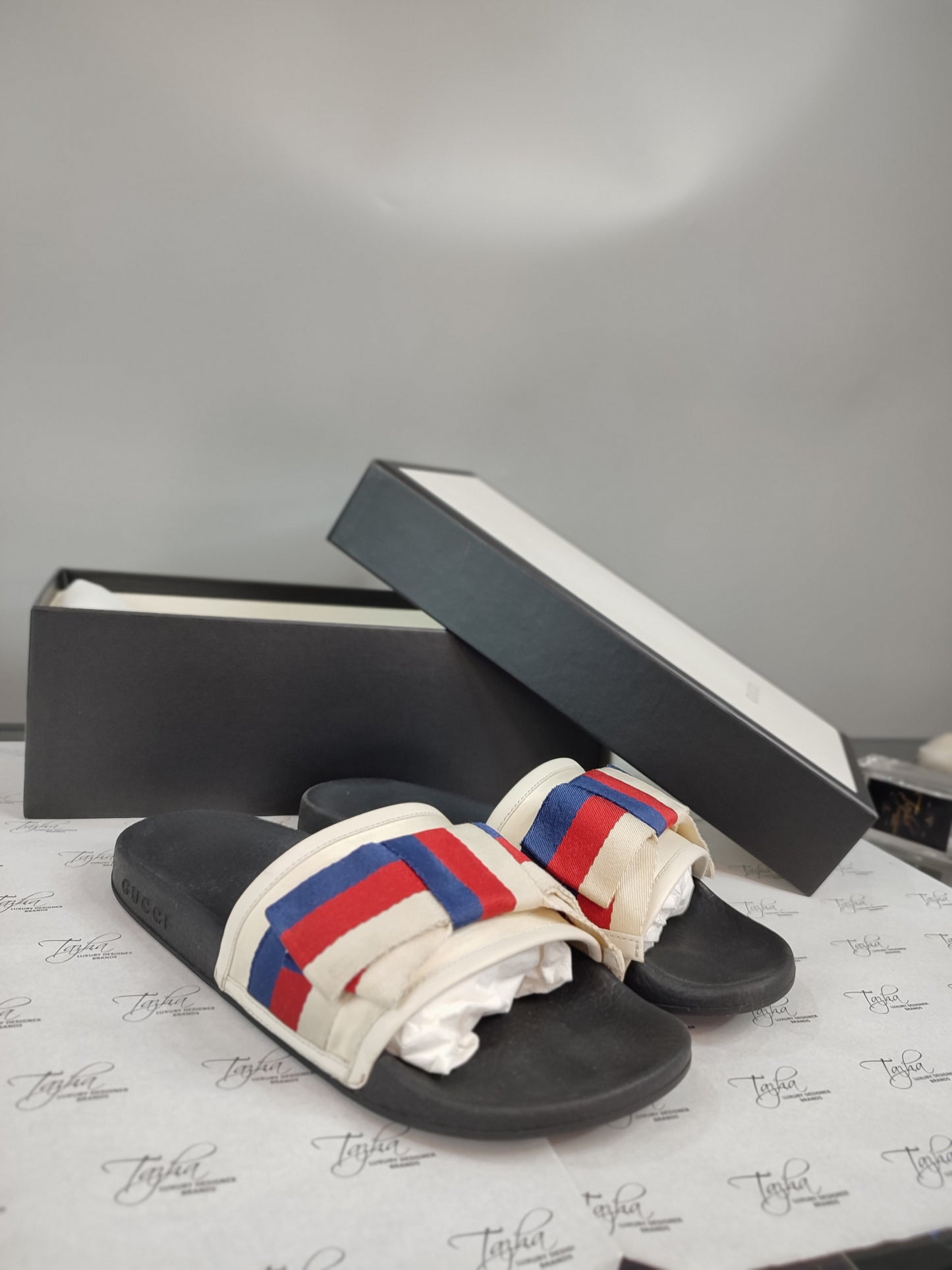 Gucci Satin Slide Web Bow