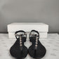 Balenciaga Black Leather Studded Ankle Strap Flat Sandals