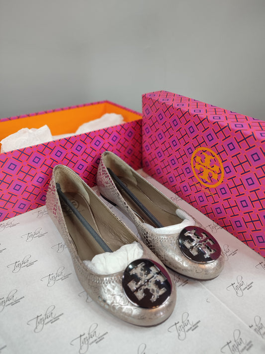 Tory Burch Reva Snake Skin Reptile Leather Ballet Flats