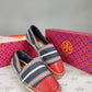 Tory Burch Stripe Cap Toe Leather Espadrilles