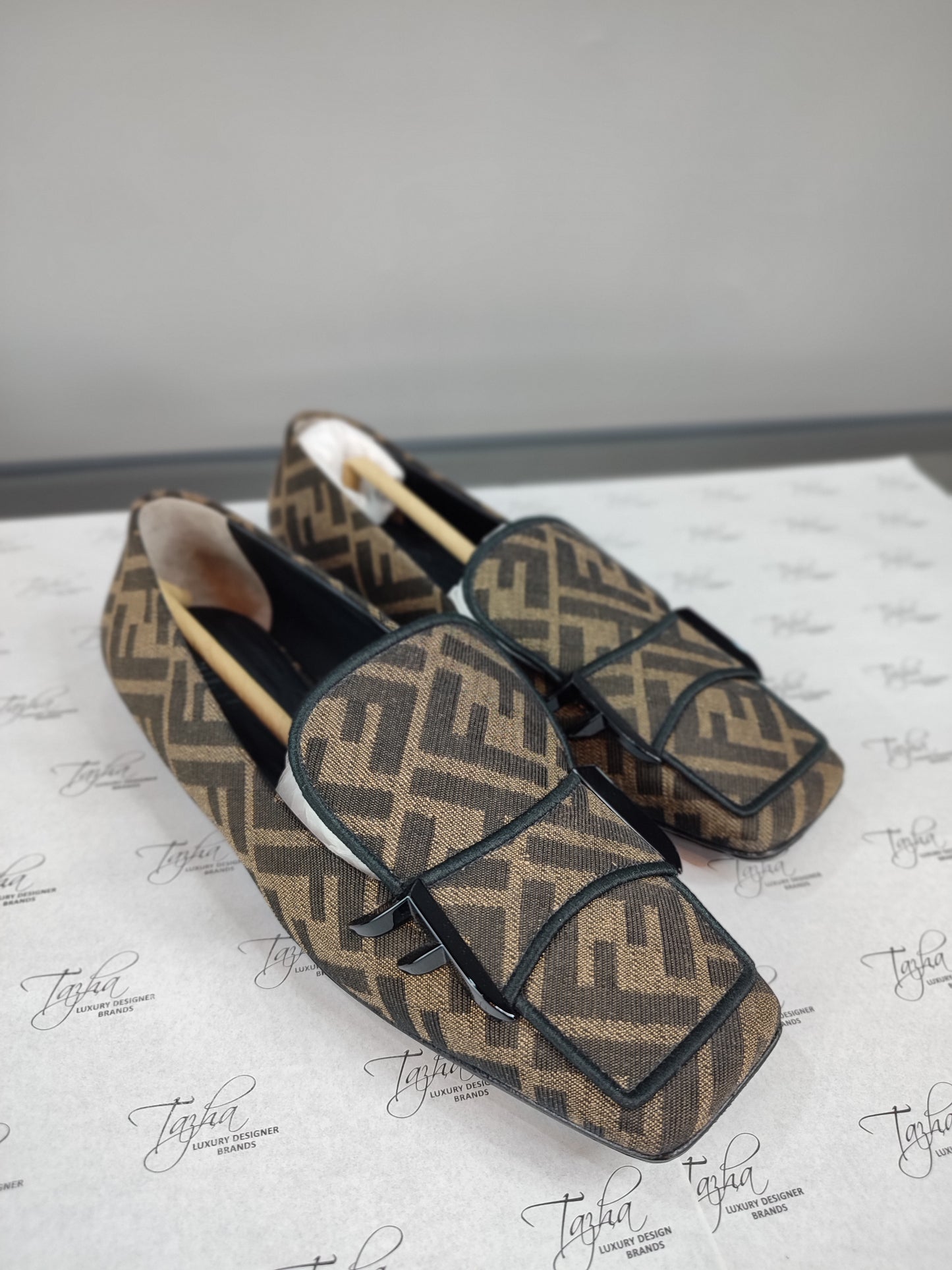 Fendi Zucca Canvas Loafers