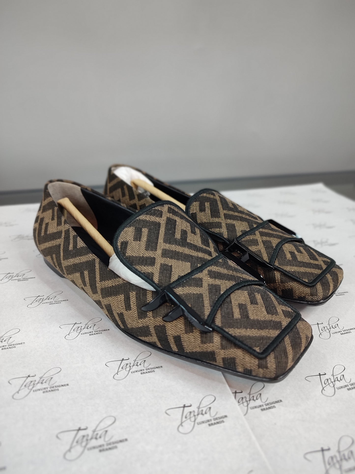 Fendi Zucca Canvas Loafers