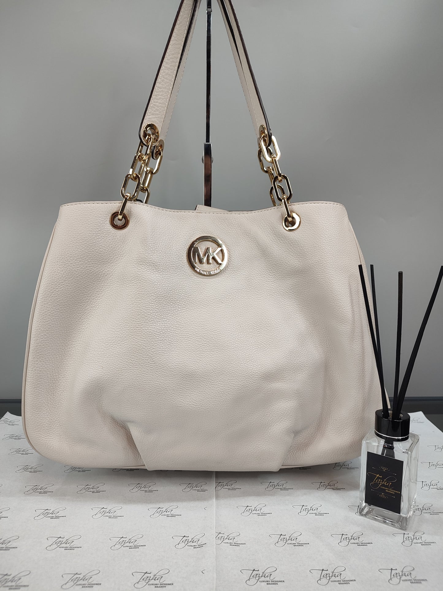 Michael Kors White Gold Leather Shoulder Bag