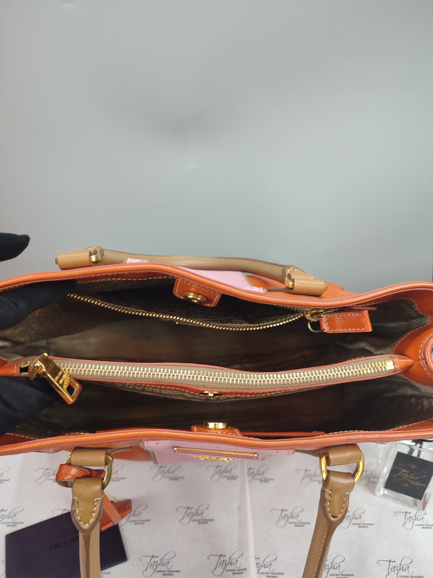 Prada Tricolor Saffiano Hand Bag