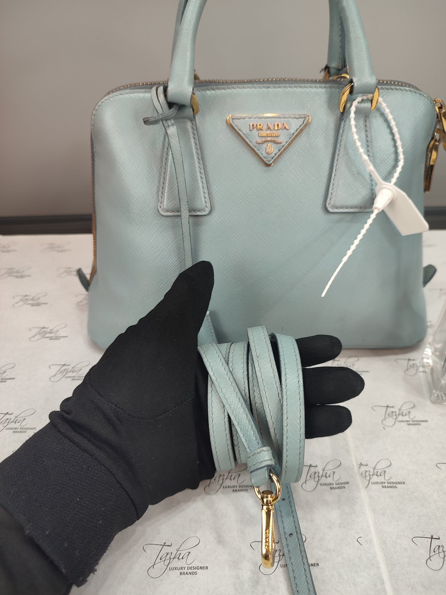 Prada Saffiano Lux Astrale Dome Satchel Bag