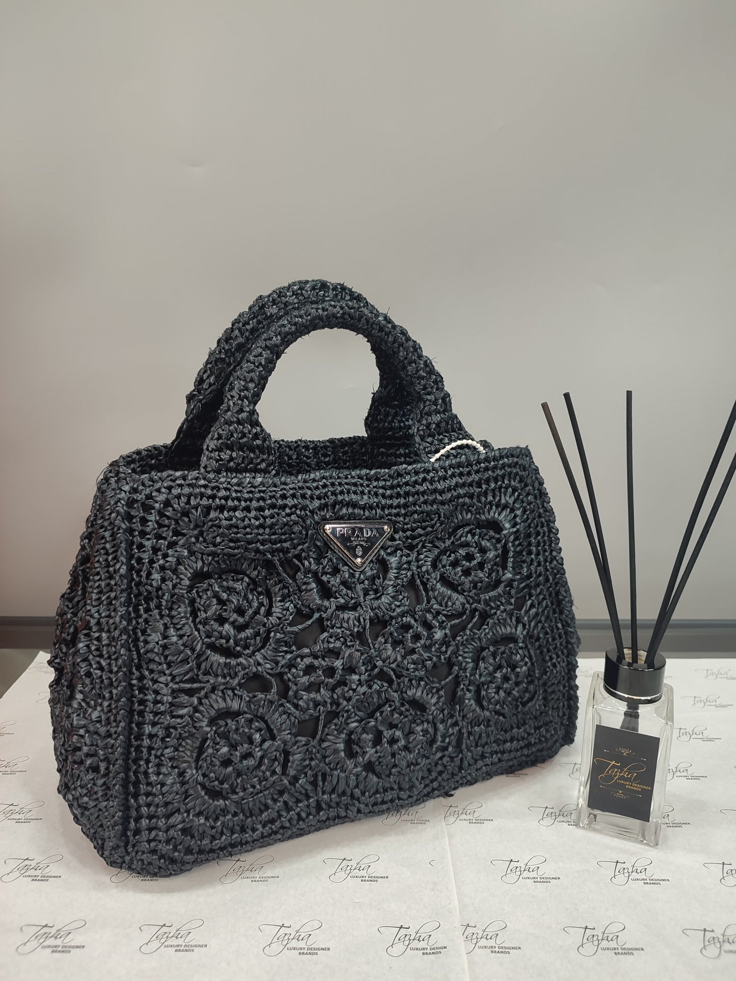 Prada BN2889 Raffia Hand Bag