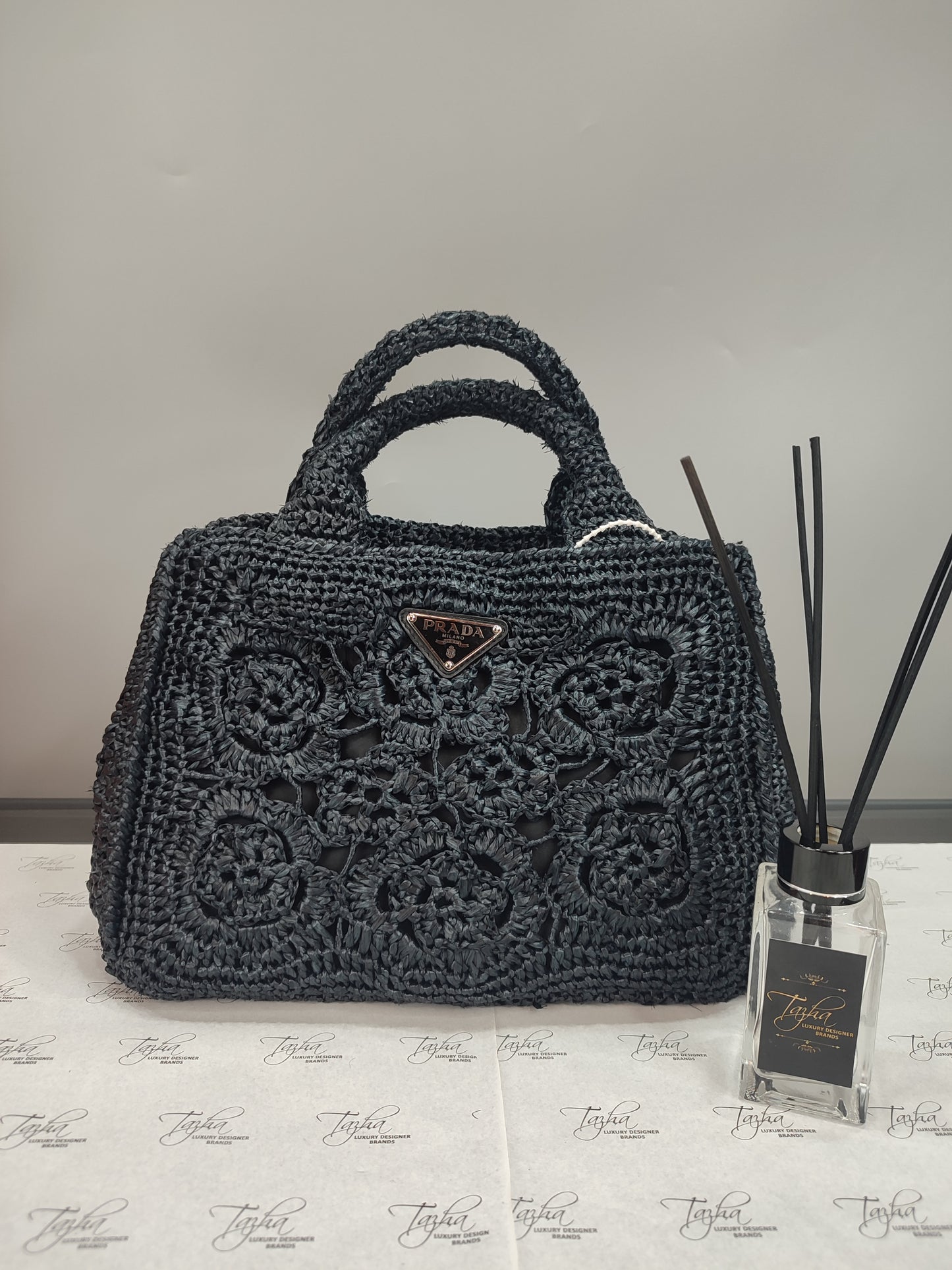 Prada BN2889 Raffia Hand Bag