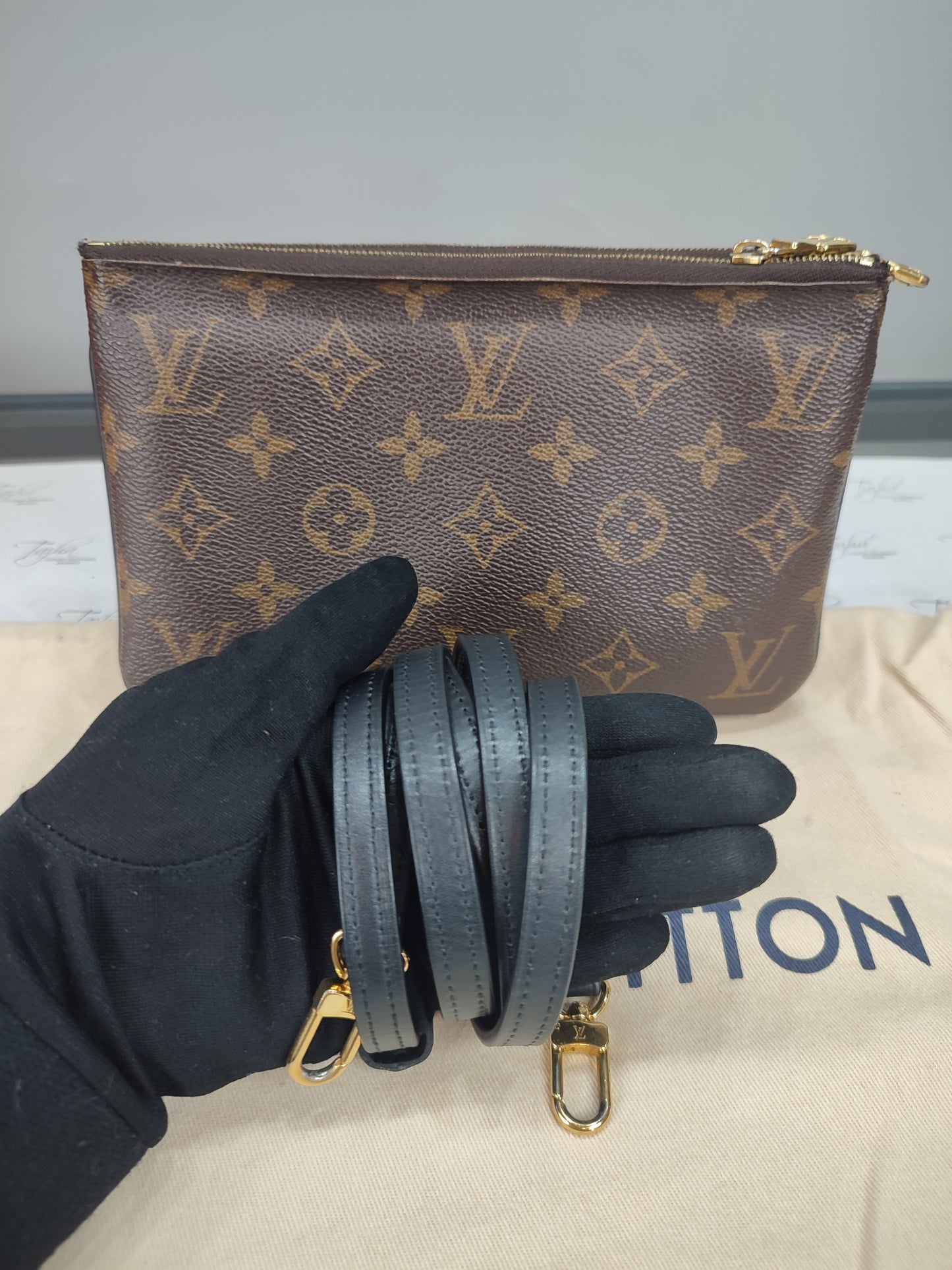 Louis Vuitton Double Zip Pochette Reverse Crossbody Bag