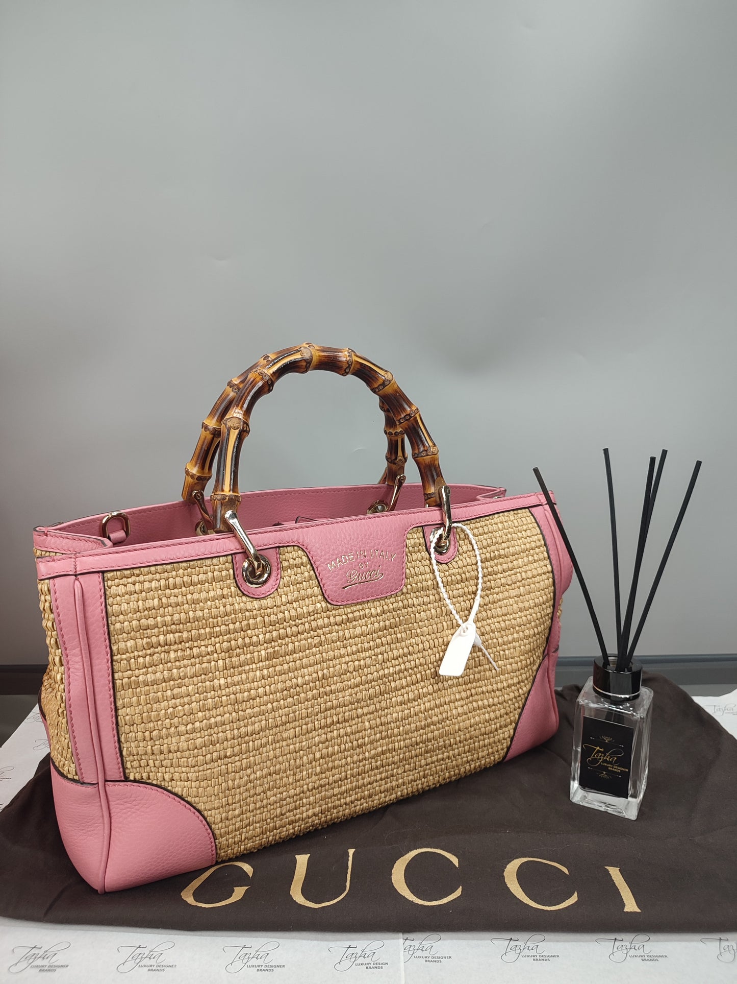 Gucci Bamboo Straw Tote Bag