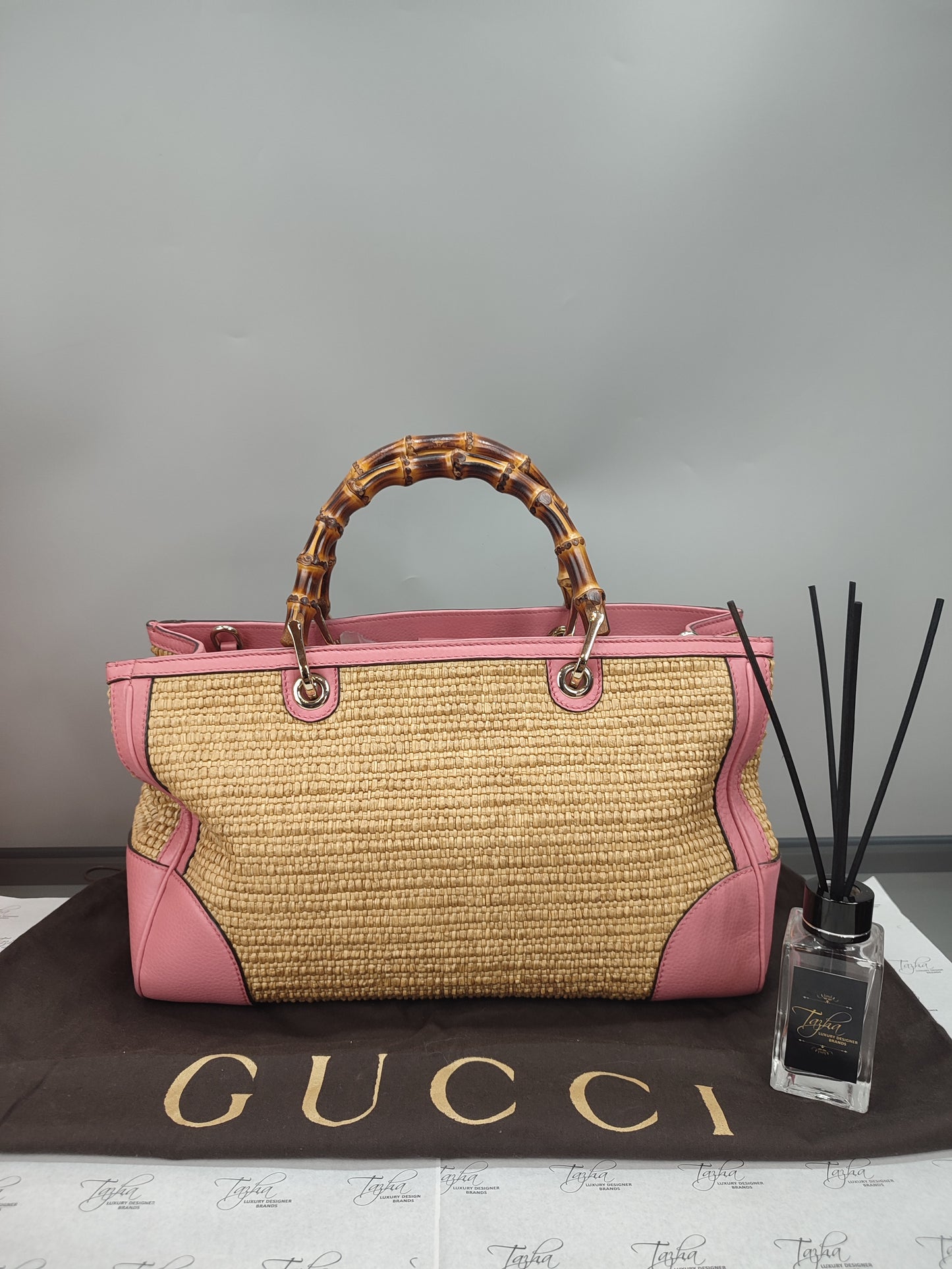 Gucci Bamboo Straw Tote Bag