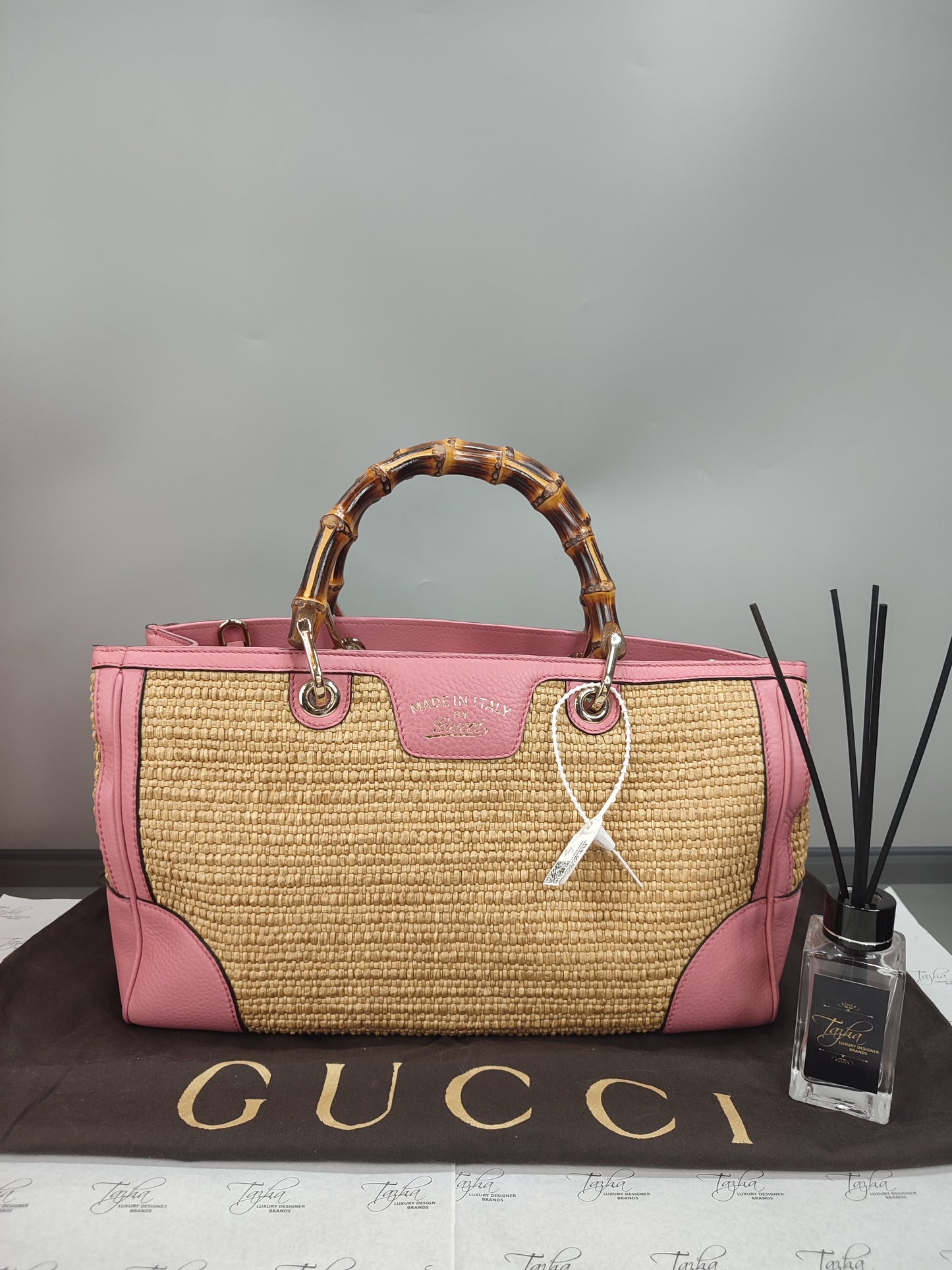 Gucci Bamboo Straw Tote Bag