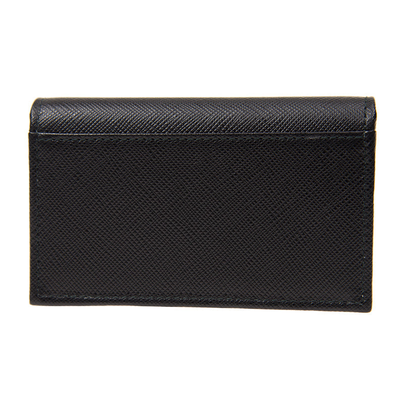 Black Saffiano Metal Leather Card Holder 1MC122