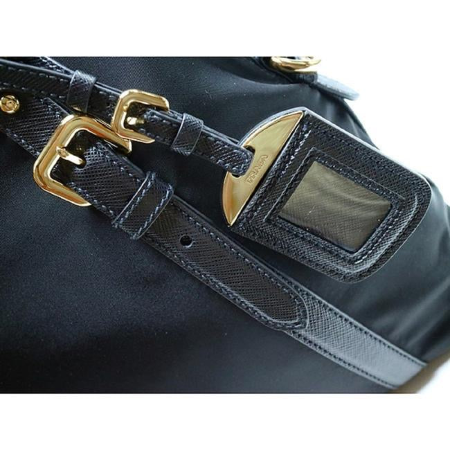 Tessuto and Saffiano Leather 1BB013 Black Nylon Satchel