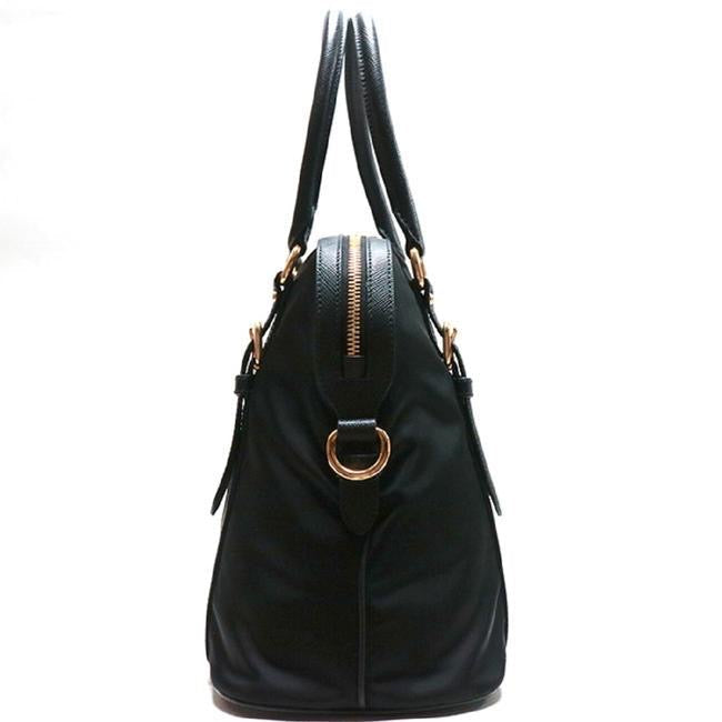 Tessuto and Saffiano Leather 1BB013 Black Nylon Satchel