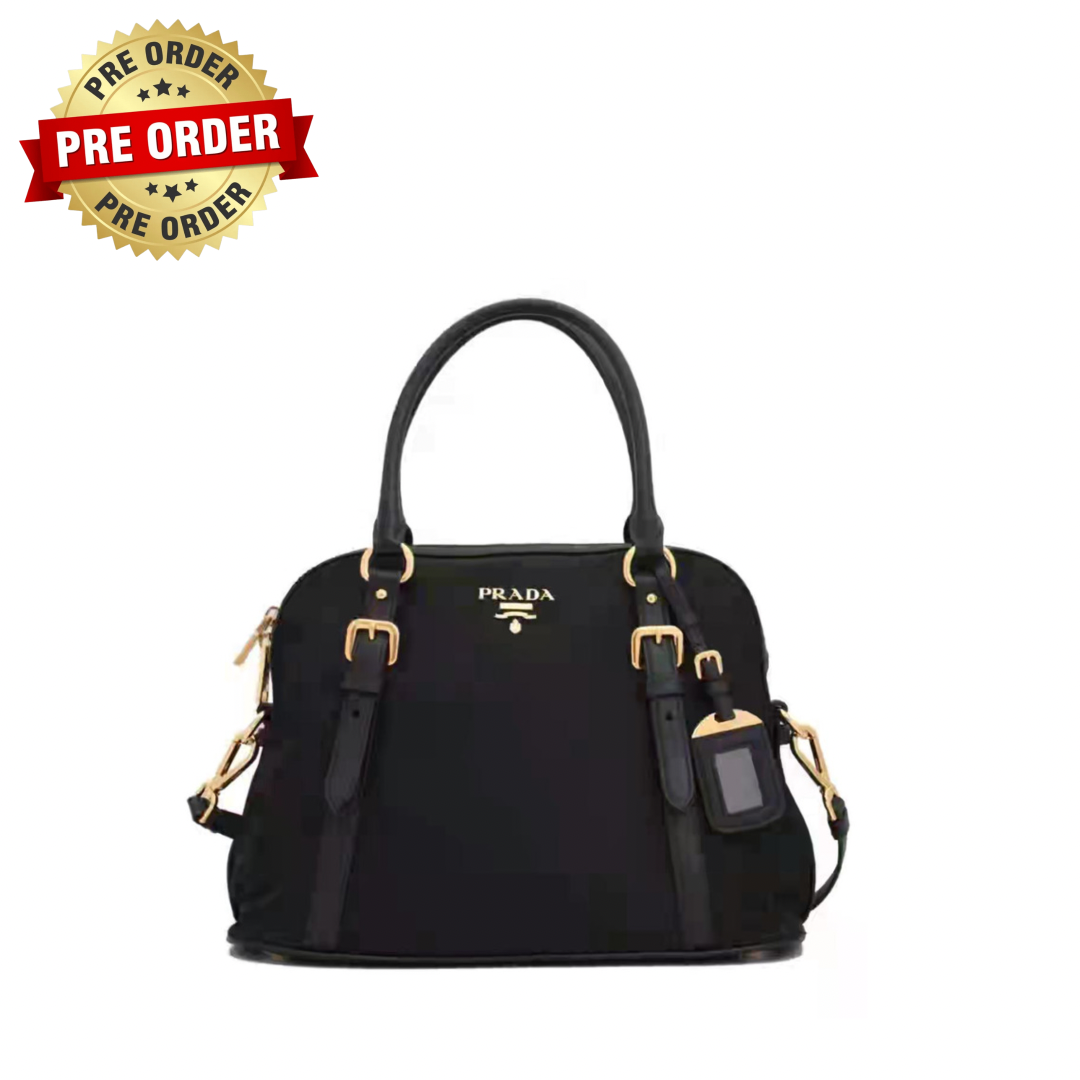 Tessuto and Saffiano Leather 1BB013 Black Nylon Satchel